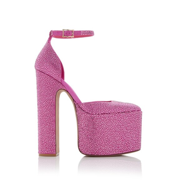 NWT Valentino Garavani Ankle Strap Platform Pumps Crystal-embellished Pink 39.5 - Picture 1 of 15